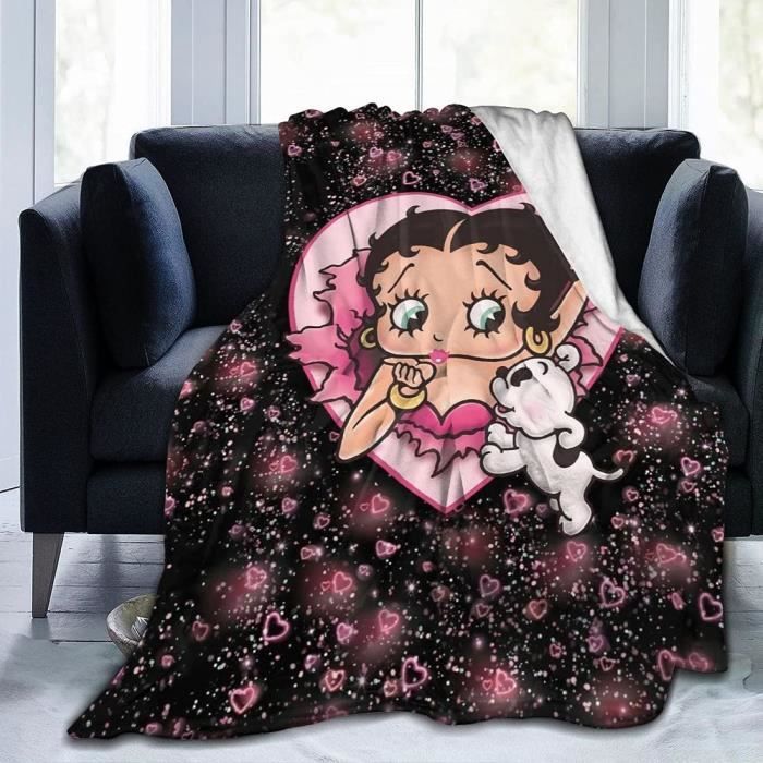 Couverture - Betty Boop - Plaid en Flanelle et Polyester - Doux et Confortable - Impression 3D 60x120cm