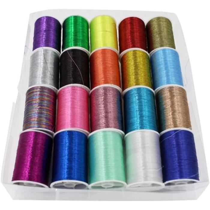 Lot De 19 Fils à Broder Métalliques Multicolores – Fils Pailletés Brillants Pour Broderie, Point De Croix & Loisirs Créatifs