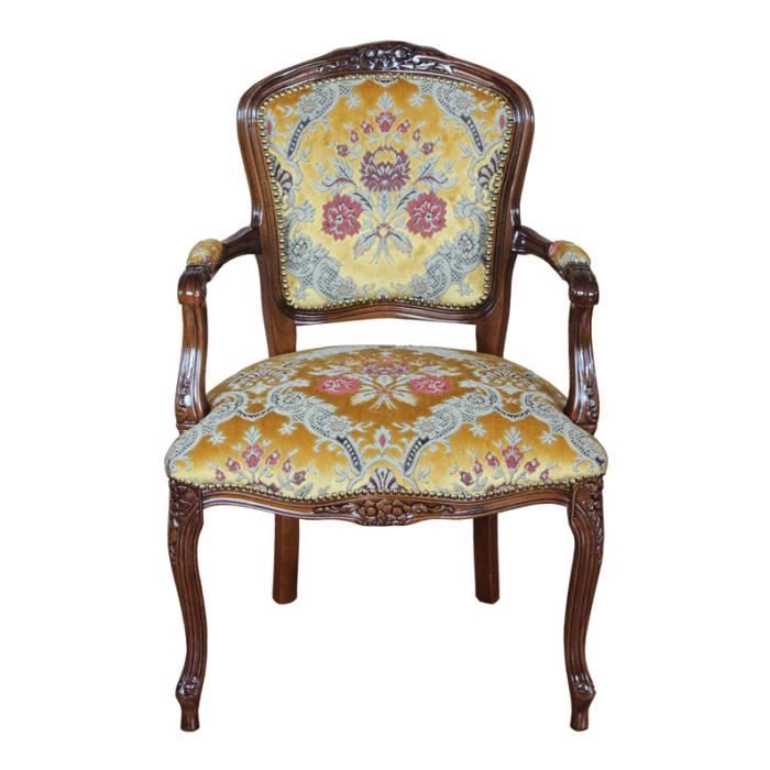 Fauteuil En Bois Massif Style Louis Xv Achat Vente Fauteuil Vert Cdiscount