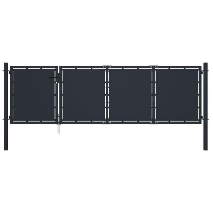 Vidaxl Portail de jardin - Acier - 350x100 cm - Anthracite - Battant