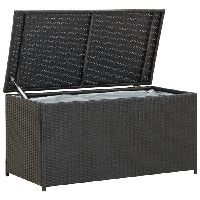 Coffre de rangement - VIDAXL - 100x50x50 cm - Résine tressée - Noir - Résistant aux intempéries