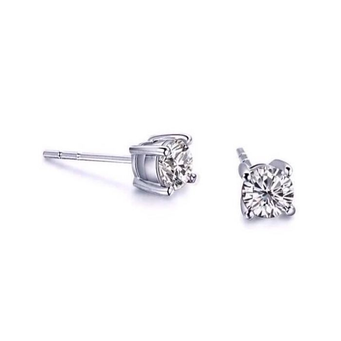 Boucles doreilles puces - BIJOUXIA - Argent Massif 925/000 - Zirconium 4mm - Mixte - Pochette incluse
