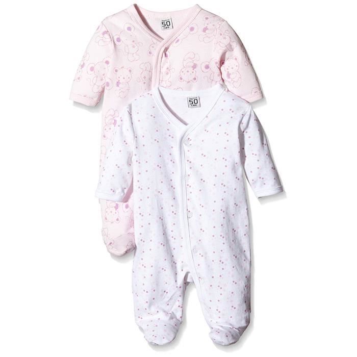 Care Pyjama Bébé fille (lot de 2) - Rose/Blanc (Old Rose 556) - 0-3 mois/50  cm - 4136-556 - Cdiscount Puériculture & Eveil bébé