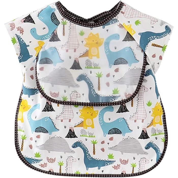 Lvjkes Lot De 2 Bavoirs Bébé à Manches Longues Avec Pochette - Tablier Imperméable 2-4 Ans Bleu Et Vert