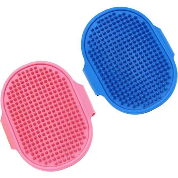 Brosse De Massage Et Lavage Pour Chien Ou Chat - Poils Bleus En Plastique - 17 Cm - Outil De Bain Neuf