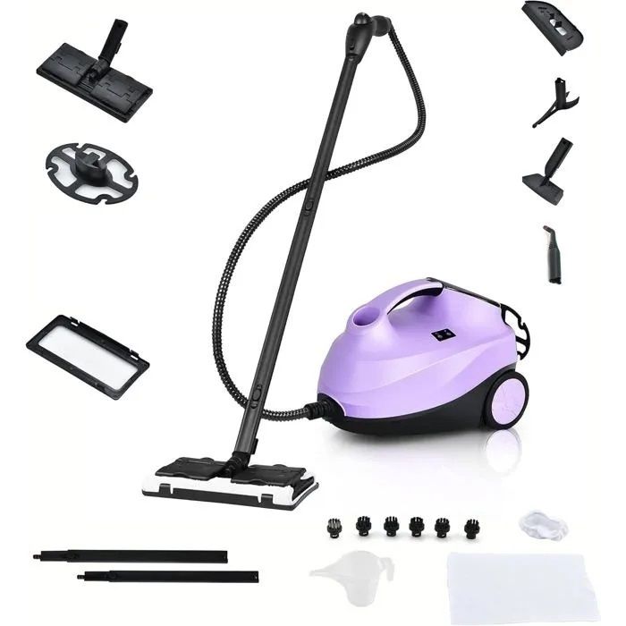 Nettoyeur Vapeur Polyvalent 2000W COSTWAY Punaises de Lit-Réservoir 15L19 Accessoires 40 Bar-Voyant LED-108℃-Acariens Violet