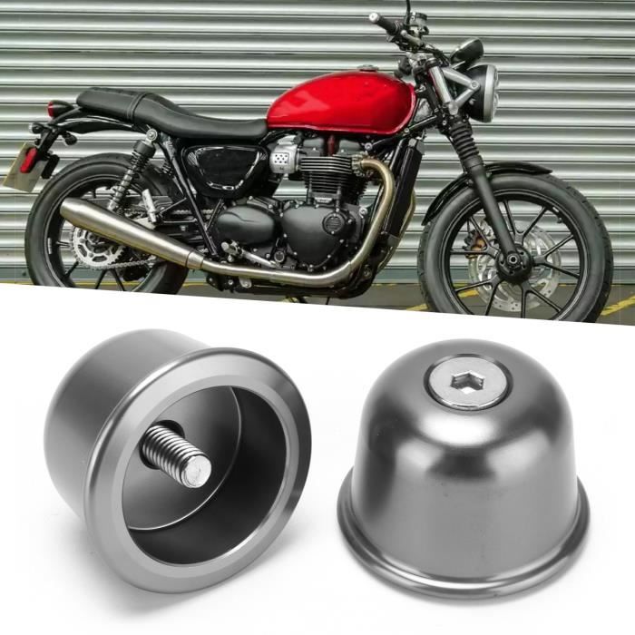 Tappi Terminali Manubrio In Alluminio CNC Per Triumph - Street Twin, Bonneville, Scrambler 1200XC | Nero - Foto 2