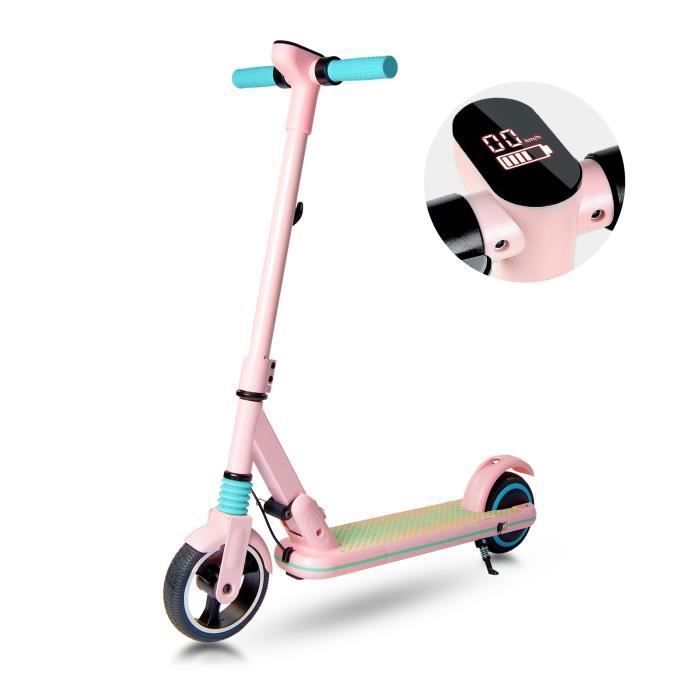 Trottinette électrique Enfant E-Noroyavn | Pliable 6,6 Kg, 15 Km/h, 3 Vitesses, LED, Arc-en-ciel