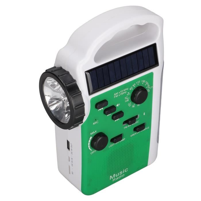 Radio De Survie à Manivelle Et Solaire - AM/FM/OC, étanche, Avec Lampe Torche Et Charge USB, Parfaite Pour Camping Et Randonnée