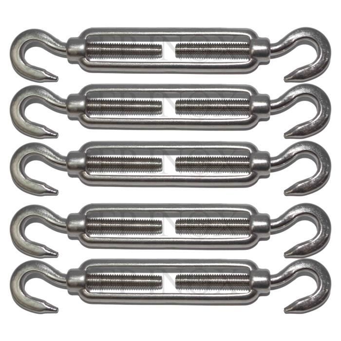 Lot De 5 Tendeurs (ridoirs) Crochet/crochet En Inox 316 - Longueur 140mm - Résiste à La Corrosion Marine - Ref A51006X5