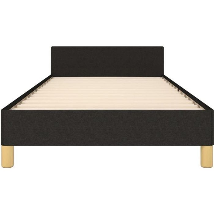 Cadre de lit avec tête de lit - FYDUN - Noir - 90x190 cm - A lattes - Contemporain - Design