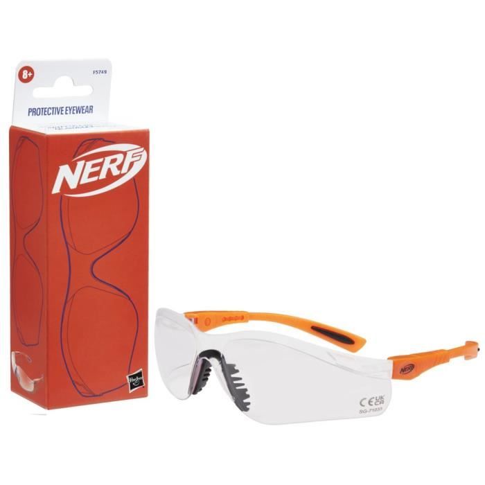 Lunettes de protection NERF - Pour enfant - Blanc et orange - Style de bataille Nerf