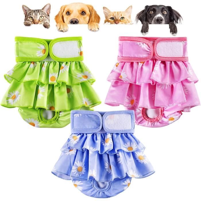 Meilleurs prix pour Lot de 3 Couches Lavables pour Chien Femelle en Chaleur - LECOO - Taille M