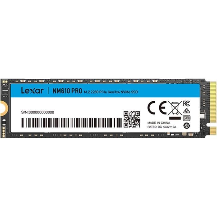 SSD Interne LEXAR NM610PRO PCIe Gen3x4 NVMe 1.4 3300 Mo/ Lecture - vue 2