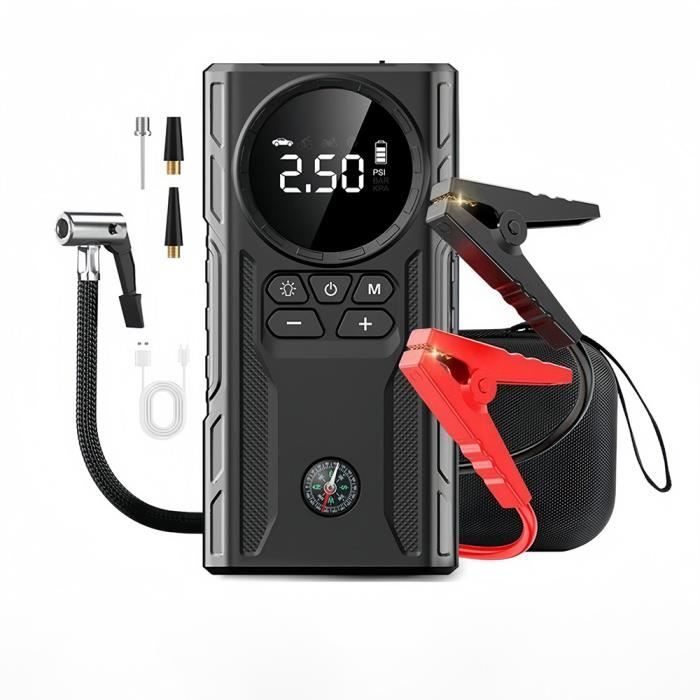 Démarreur De Voiture Avec Compresseur Air 150PSI - 12V, 10000mAh, Écran LCD - Pour Moteurs Jusqu'à 7L Essence / 4.5L Diesel