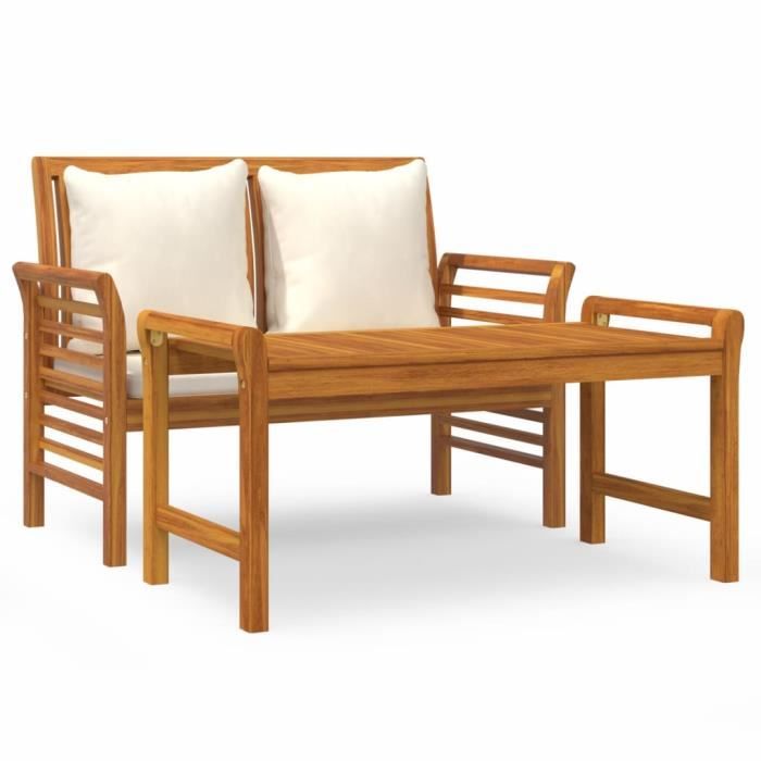 Salon de jardin - MOTHINESSTO - LY1174 - Bois dacacia massif - 2 personnes - Coussins amovibles