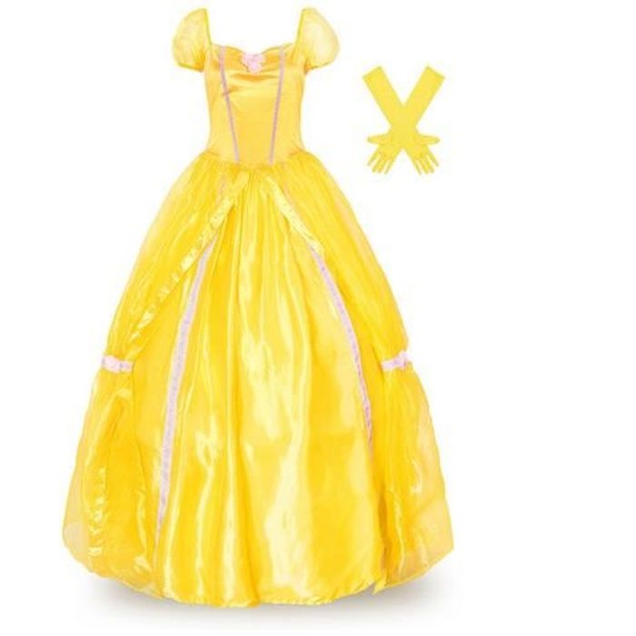 Robe Princesse Adulte Belle Costume pour Femmes - Jaune - FINDPITAYA - avec  Gants - Cdiscount Jeux - Jouets