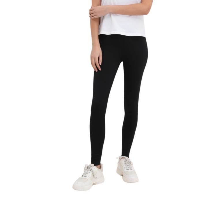 Legging femme long uni de couleur noir polyester elasthanne Noir Cdiscount Pret a Porter