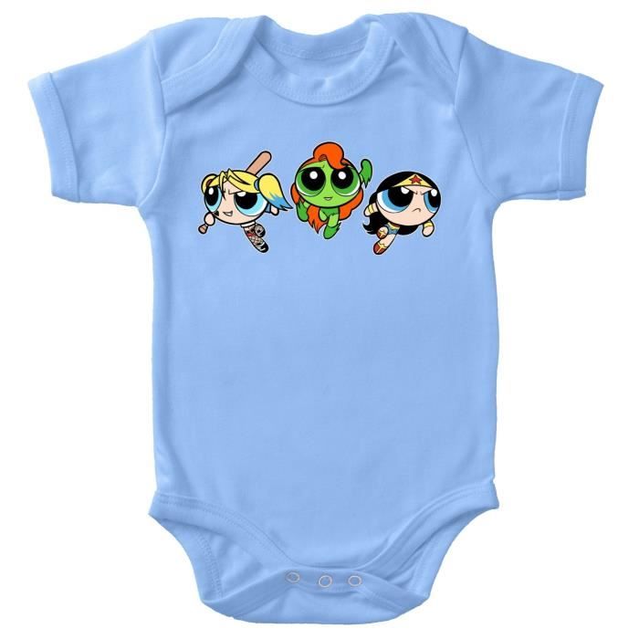 Body Bebe Bleu Super Nanas Comics Heroines Parodique Bulle Belle Et Rebelle En Mode Harley Quinn Poison Ivy Et Wonderwoman Les Noir Cdiscount Pret A Porter
