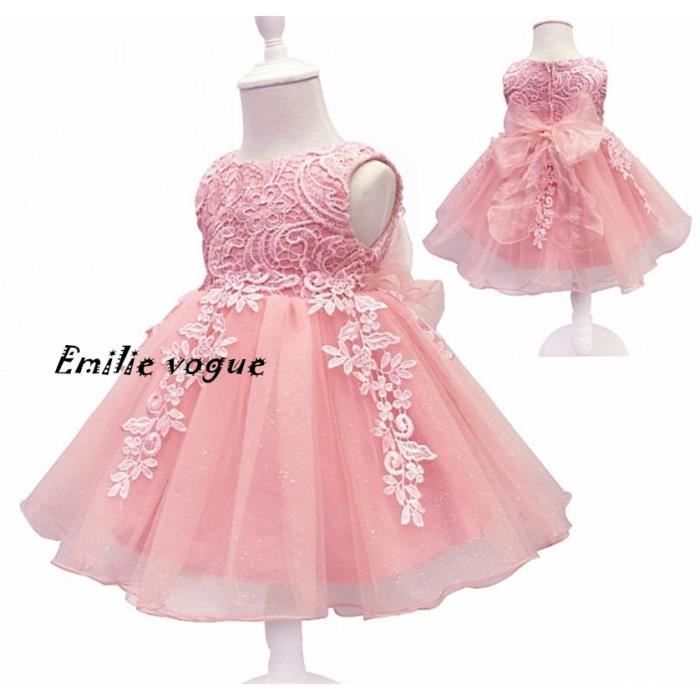 Robe De Soiree Bebe Fille Nouveau Ne Tenue Mariage Anniversaire Rose Cdiscount Pret A Porter