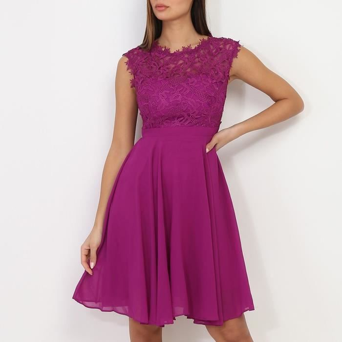 Robe de c r monie violette avec dentelle Violet Cdiscount Pr t