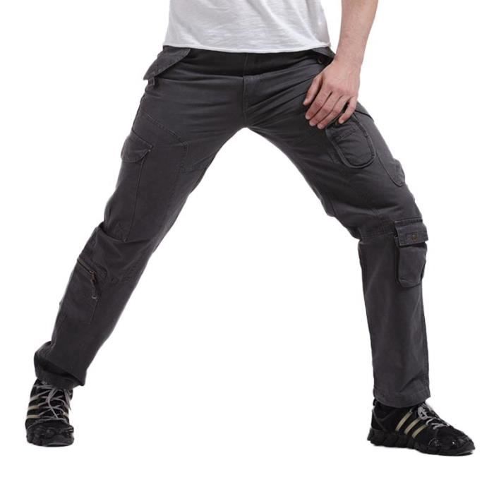 Pantalon Cargo Homme Militaire Multi-poches Pantalon de Travail Exterieur  en Coton