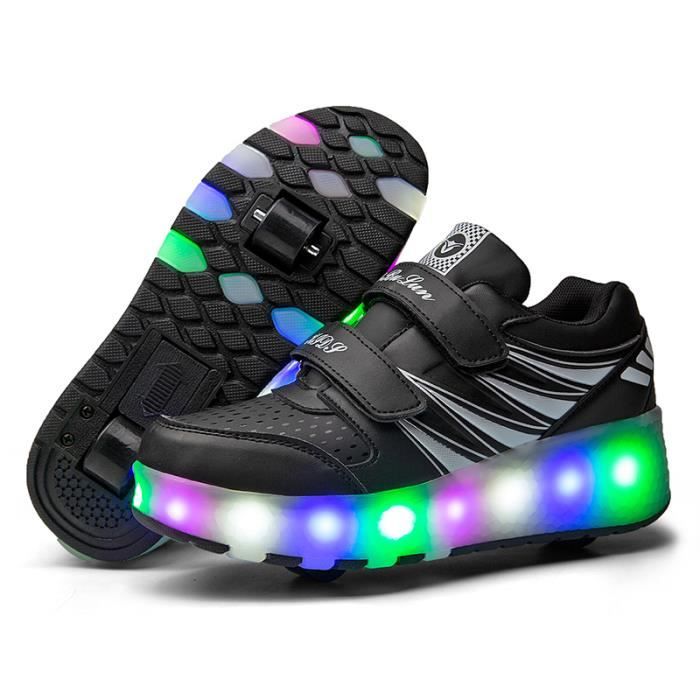Chaussures de skate LED pour enfants - roues doubles - grandes tailles - chaussures de skate