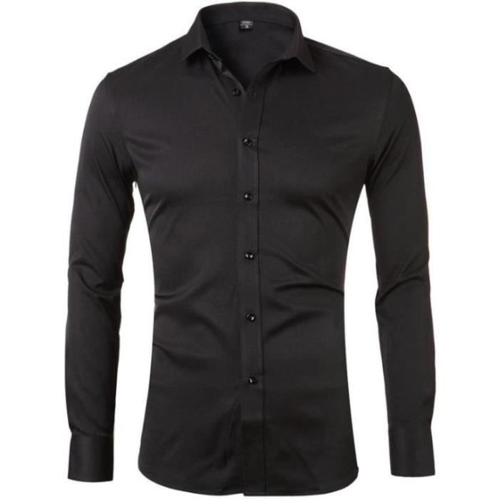 Chemise Homme en Bambou Manches Longues Business Slim Chemise Pas