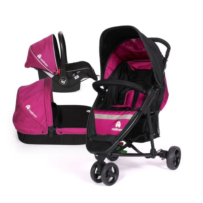 poussette 3 roues rose