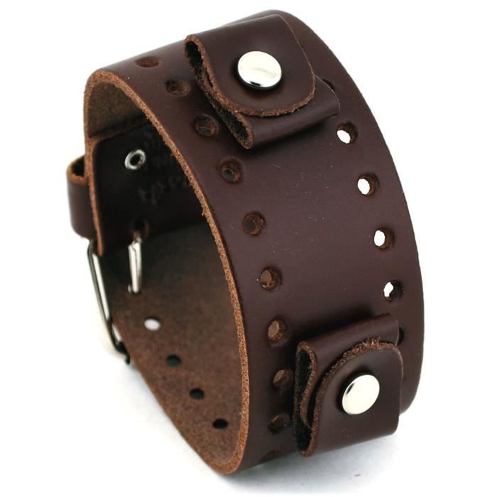 Nemesis bn-bb 18 mm largeur de la patte bracelet de manchette en cuir large brun  foncé 1MT6KK , - Achat/vente montre Noir - Cdiscount