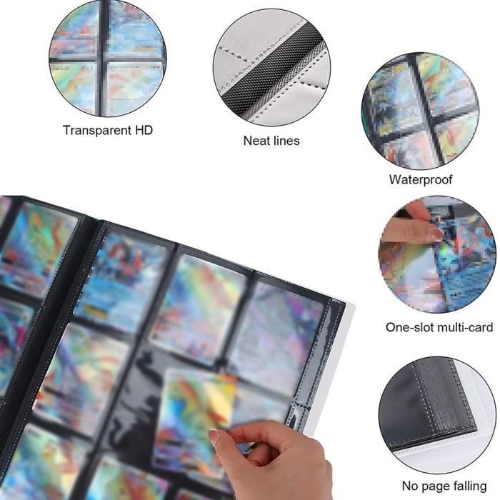 RISVOWO Album pour Cartes, Classeur Carte, Classeur pour Cartes à Collectionner pour 360 Cartes, 18 Porchettes Chaque Page, Porte Carte, Étanche Pochette Carte(Noir