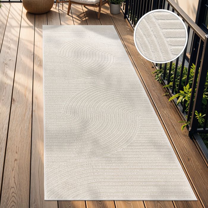 Tapis Moderne Paco Home Palmier Géométrique 3D – 80x150 Cm Beige – Effet Brillant Floral Salon Chambre