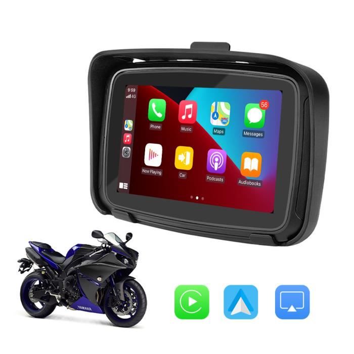Navigation GPS Portable pour moto 5 pouces étanche Carplay sans fil Android Auto IPX7 5G WiFi Double Bluetooth transmetteur FM