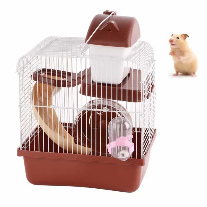pwshymi cage de hamster cage à hamster à 2 niveaux, grand espace, conception à châssis haut, cage d' pour animalerie cage bleu café
