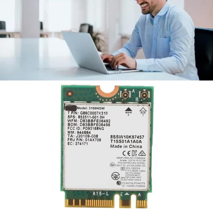 Carte Wifi INTEL 3168NGW pour Acer Aspire ES1 / DELL / HP