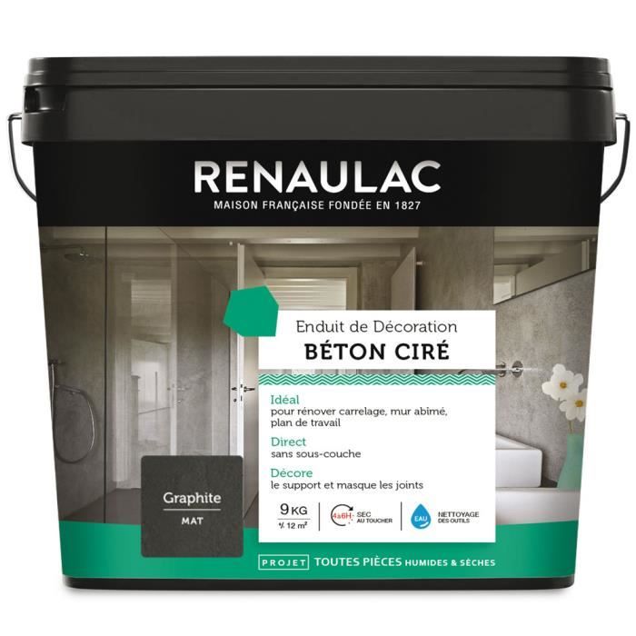 Renaulac Peinture Enduit De Renovation Beton Cire Graphite 9kg