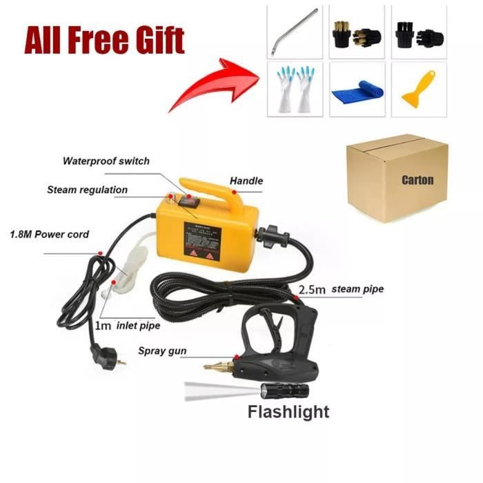 Ailgely Nettoyeur à Vapeur Portable à Haute Pression Haute Température 2500W 220V Nettoyeur à Vapeur Portable Puissant Avec Têtes, 6 Vitesses, Pour Meubles De Cuisine, Salle De Bain Et Voiture