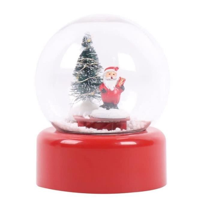 Boule à neige musicale avec le Père Noël, boule à neige en résine rouge et cristal, décoration