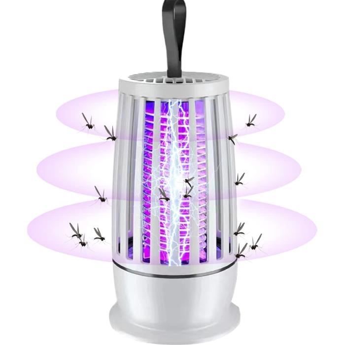 Lampe Anti-moustiques 2 En 1 - UV + Raquette électrique - Rechargeable 4000 MAh - Intérieur/extérieur - Camping, Jardin, Terrasse