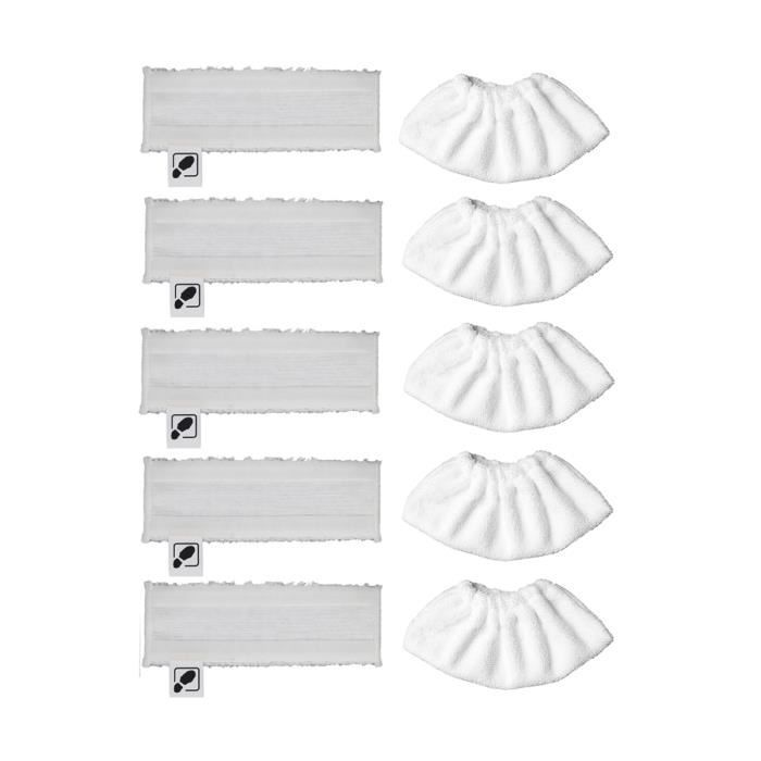 Kit De Chiffons Microfibre Pour Nettoyeur Vapeur Kärcher Easyfix SC2 à SC5 - Buse Sol Et Main - 10 Pièces