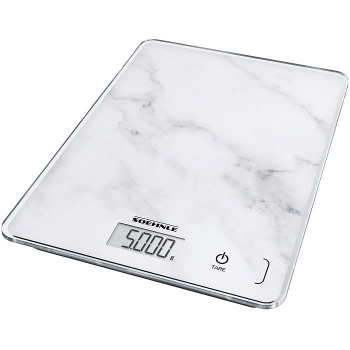 Balance de cuisine électronique SOEHNLE Compact - 5 kg - Blanc effet marbre