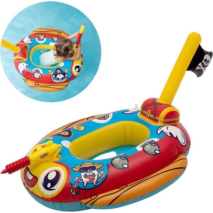 Bouée Pirate Gonflable Pour Enfants Avec Pistolet à Eau - 100x93x97 Cm - Pour Piscine, Mer - Âge 3 à 12 Ans