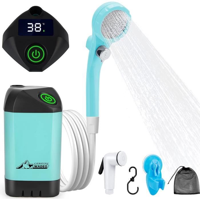 WADEO Kit Douche de Camping, Pompe de Douche Électrique Rechargeable