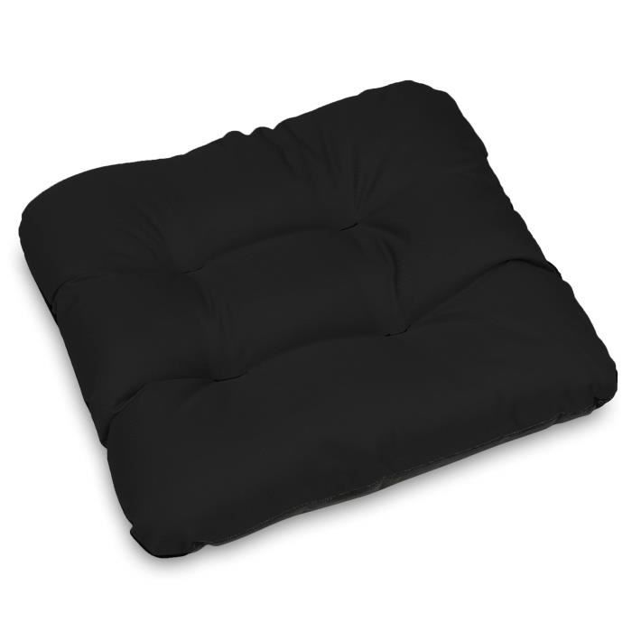 SuperKissen24 Coussin pour Chaise Siège Banc de Jardin Canapé - Lot de 6 x 45x45 cm - Bain de Soleil - imperméable - Noir
