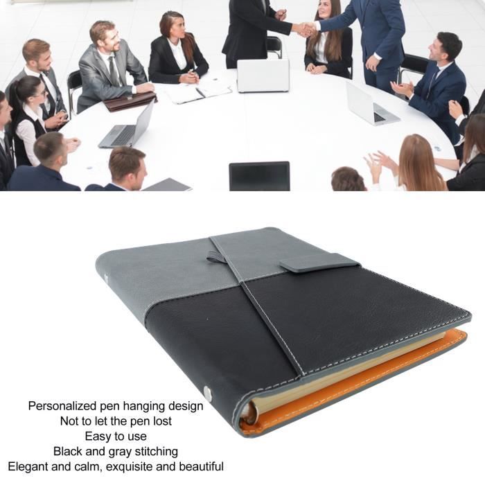 Panachej Notes JIM-A5 PU cuir panaché avec surpiqûres noires et grises bloc-notes d ...