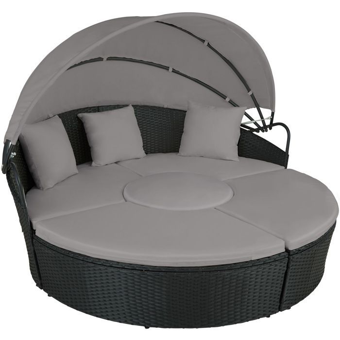 Deuba Deuba Chaise longue 1 personne canapé-lit réglable polyrotin 195x60cm Jardin 