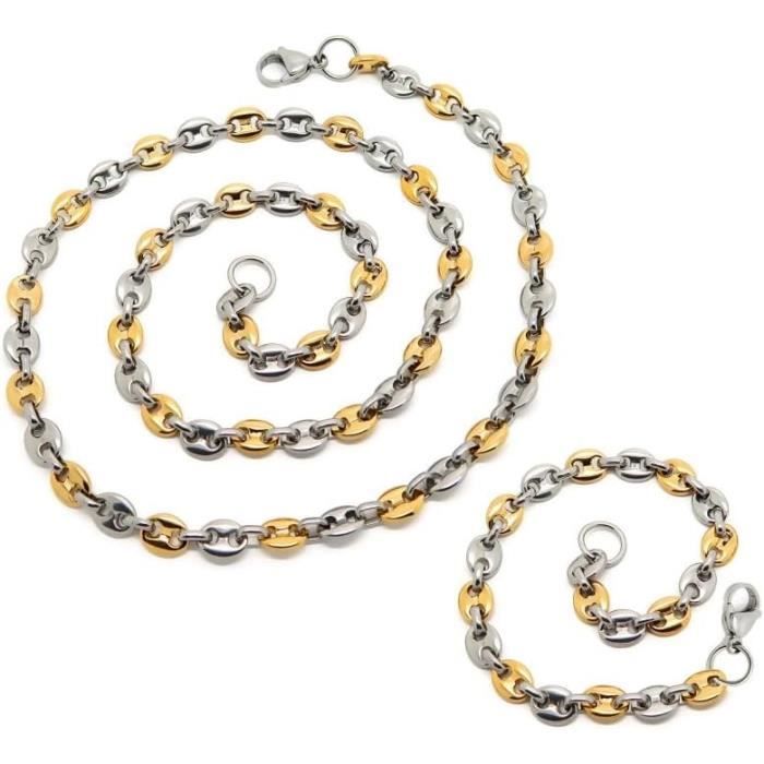 Chaîne Grain De Café En Acier Inoxydable - Homme/Femme, épaisseur 10.5 Mm, Longueur 45-75 Cm - 12