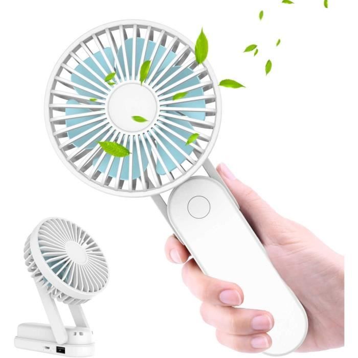 Ventilateur De Poche Rechargeable – Mini Et Puissant – 2000mAh USB-C – Silencieux – Blanc