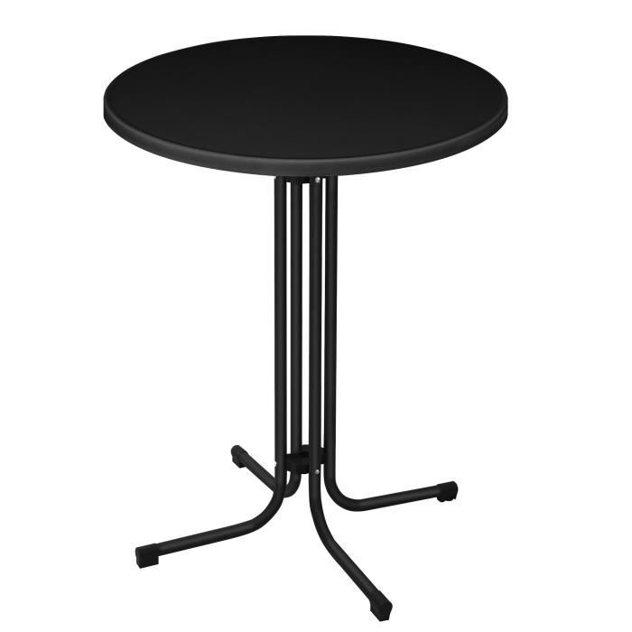 Lot De 2 Tables Hautes Pliables Noires – 80 Cm De Diamètre, 110 Cm De Haut, Plateau MDF, Housse Incluse