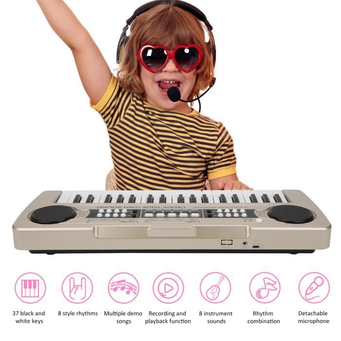 Piano Parlant Animaux Piano Éducatif 37 Touches Avec Micro Et Battements D’Animaux – Idéal Pour Éveil Musical Enfant (Noir Piano Parlant Animaux Piano Éducatif 37 Touches Avec Micro Et Battements D’Animaux – Idéal Pour Éveil Musical Enfant (Noir